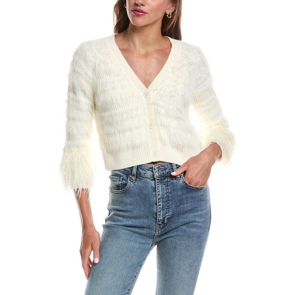 Cinq À Sept Womens  Vivica Wool-Blend Cardigan, White